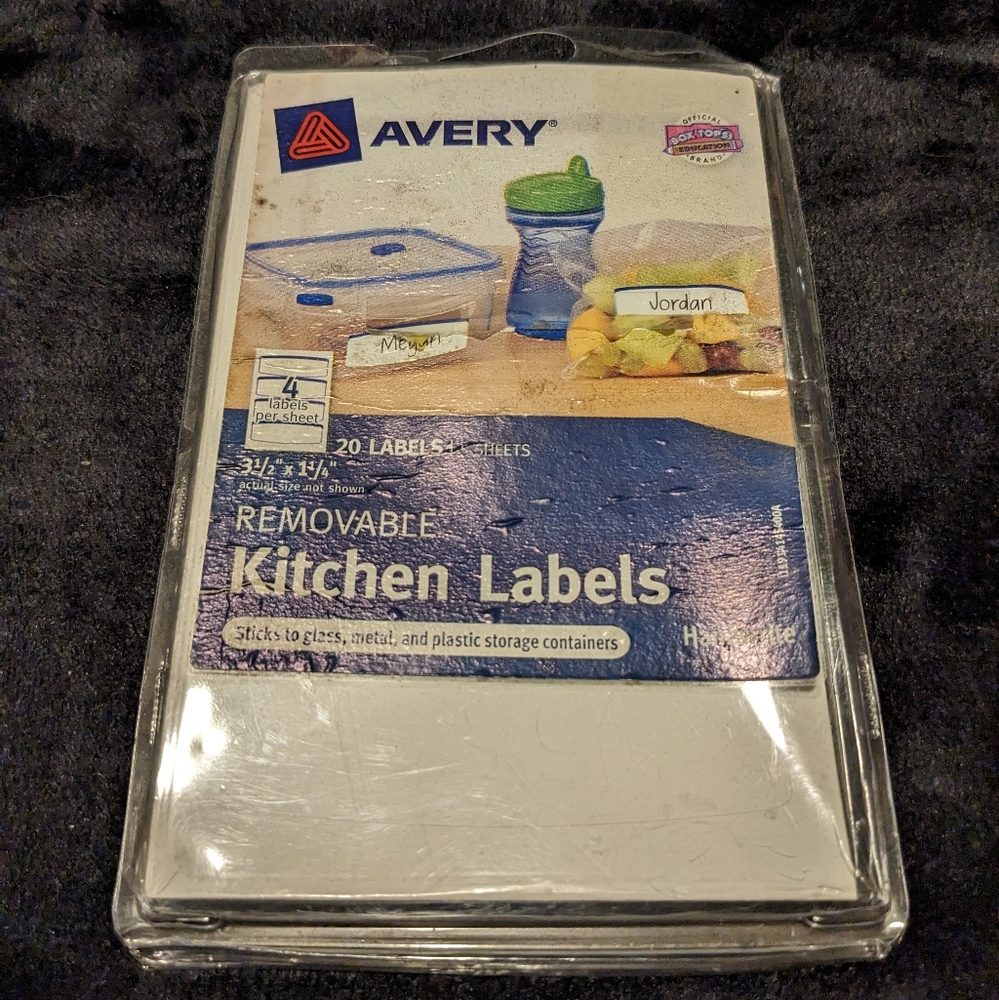 Avery Removable Kitchen Labels – 20 Pack, 3.5 in x 1.25 in – Unopened